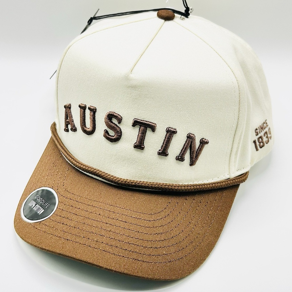 Austin Texas Good Life Rope A-Frame 2-Tone Hat Cap Snapback Adjustable Beige